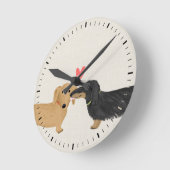 可愛いダシュンドラブウィーナー犬とハート ラウンド壁時計 (傾斜)