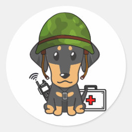 可愛いダチュンド犬の軍用ヘルメット ラウンドシール