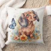 可愛いダックシュント子犬の水色 クッション (ブランケット)