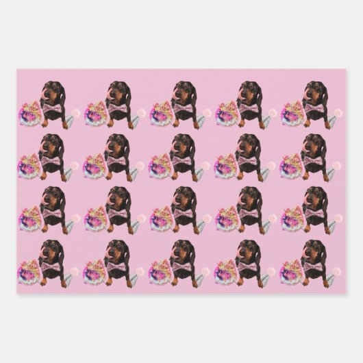 可愛いダックスシャンドラッピング紙48x73 cm ラッピングペーパーシート (正面)