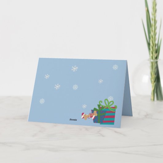 可愛いダックスフント雪の結晶マンガートクリスマス カード (裏面)