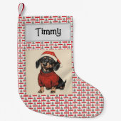 可愛いダッシカスタマイズャンド、名前はウィーナー・ドッグ。 スモールクリスマスストッキング (正面)