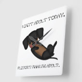 可愛いダッシュントおもしろいドッグブラック&タンパピー スクエア壁時計 (傾斜)