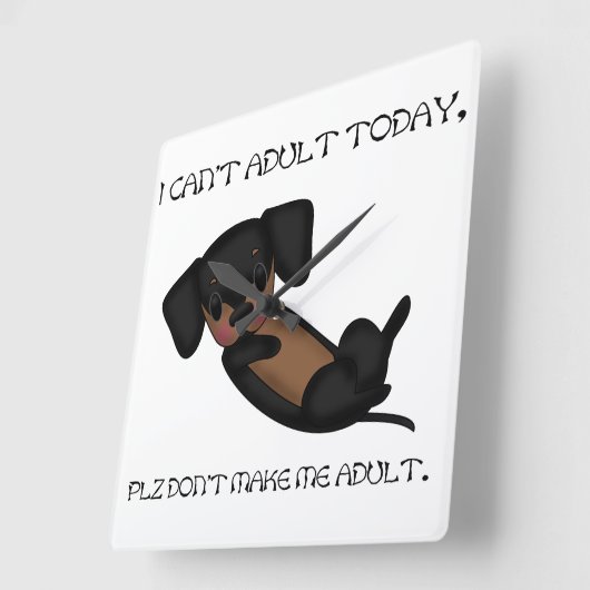 可愛いダッシュントおもしろいドッグブラック&タンパピー スクエア壁時計 (傾斜)