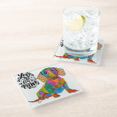 可愛いダッシュントカラフルドッグガラスコースター ガラスコースター (アングル)