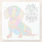 可愛いダッシュントカラフルドッグガラスコースター ガラスコースター (裏面)