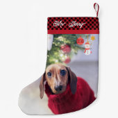 可愛いダッチシュントのソーセージ犬の子犬クリスマスギフト スモールクリスマスストッキング (裏面)