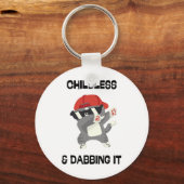 可愛いダビング猫と子どものいないレディーハリスファン キーホルダー (正面)