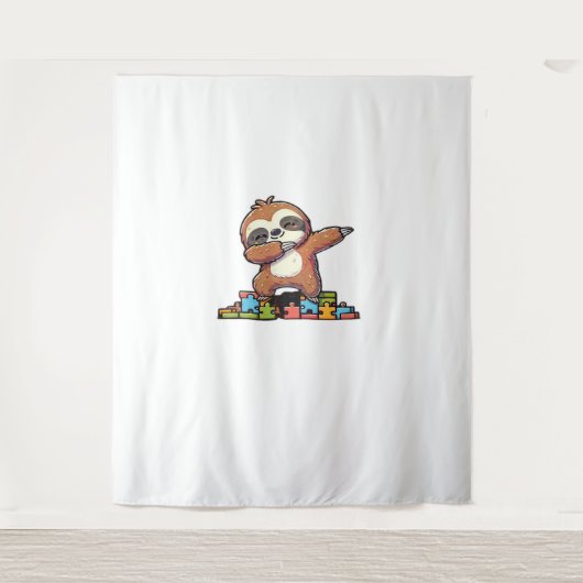 可愛いダビング自閉症意識自閉症の子供 タペストリー (正面)