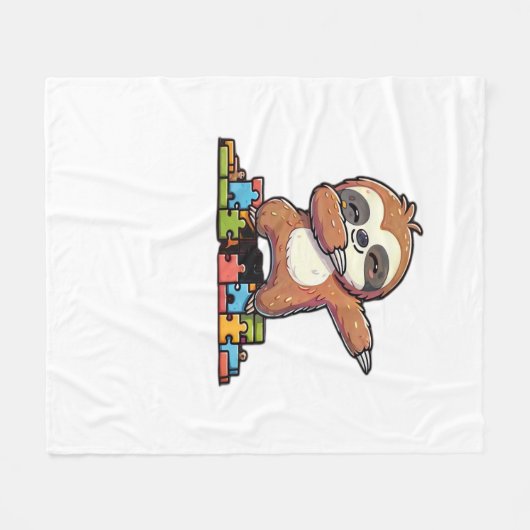 可愛いダビング自閉症意識自閉症の子供 フリースブランケット (正面(横))