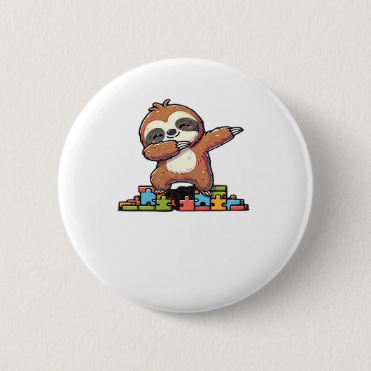 可愛いダビング自閉症意識自閉症の子供 缶バッジ (正面)