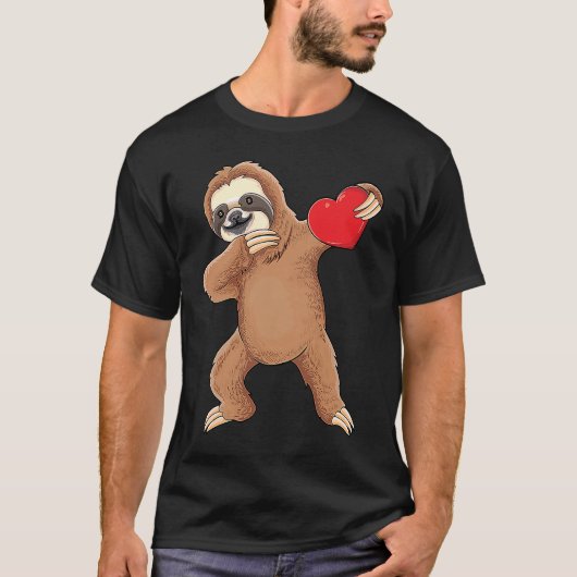 可愛いダビングsloth保持ハートlove sloth価 tシャツ (正面)