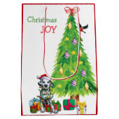 可愛いダルマチアンサンタパピーとクリスマスツリー ミディアムペーパーバッグ (裏面)