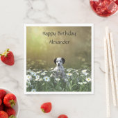 可愛いダルマチアンパピーinデイジー スタンダードランチョンナプキン (インサイチュ)