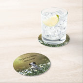 可愛いダルマチアンパピーinデイジー ラウンドペーパーコースター (インサイチュ)