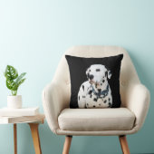 可愛いダルマチアン犬のスポット黒い背景の投げパイ クッション (椅子)