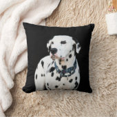 可愛いダルマチアン犬のスポット黒背景 クッション (ブランケット)