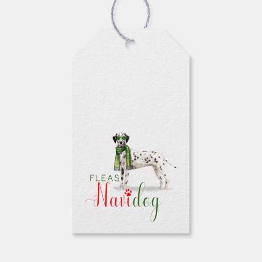 可愛いダルマチア犬のクリスマス ギフトタグ (裏面)