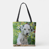 可愛いダルマチア犬の子犬のポートレート写真 – トートバッグ (裏面)