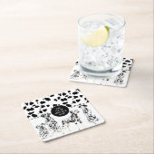 可愛いダルマティア黒白ハッピースポット スクエアペーパーコースター (インサイチュ)