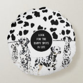 可愛いダルマティア黒白ハッピースポット ラウンドクッション (裏面)