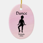 可愛いダンサーの名前/日付 セラミックオーナメント (正面)