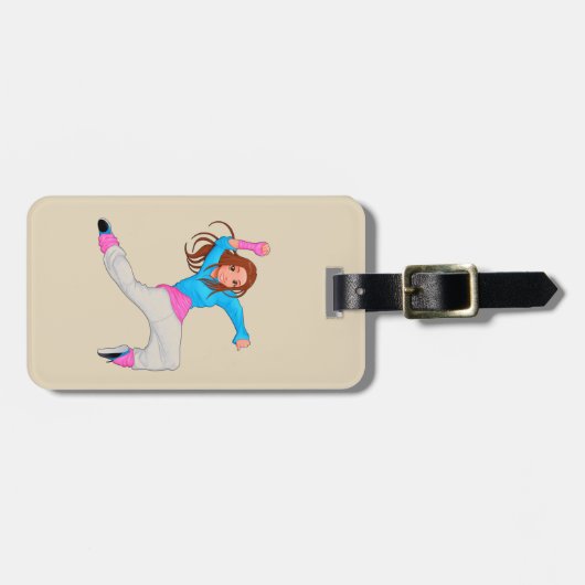 可愛いダンサーヒップホップの女の子 ラゲッジタグ (正面横)