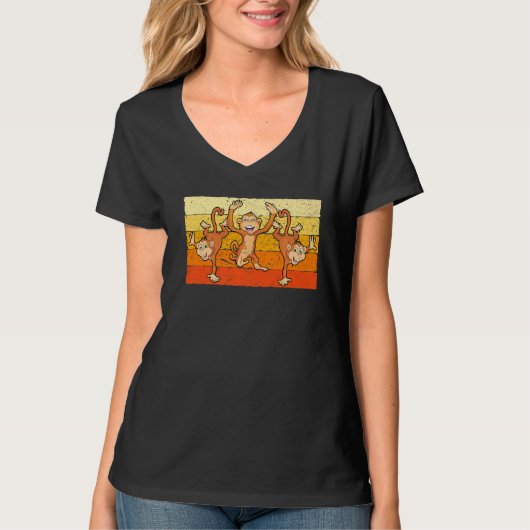 可愛いダンスモンキーアダルト野生動物 Tシャツ (正面)