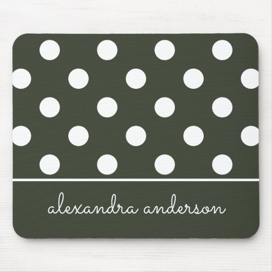 可愛いダークグリーン水玉模様パタパーソナライズされたーン マウスパッド (正面)