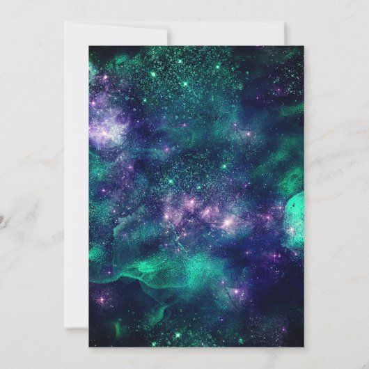 可愛いダークパープルグリーンフェイクグリッタークリスマス 招待状 (裏面)