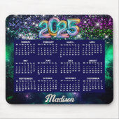 可愛いダークパープルグリーンフェイクグリッターモノグラム2025 マウスパッド (正面)