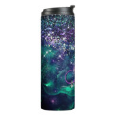 可愛いダークパープルグリーンフェイクグリッターモノグラム タンブラー (回転左)