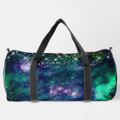 可愛いダークパープルグリーンフェイクグリッターモノグラム ダッフルバッグ (裏面)