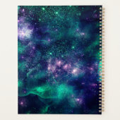 可愛いダークパープルグリーンフェイクグリッターモノグラム プランナー手帳 (裏面)