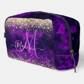 可愛いダークパープル金ゴールドフェイクグリッターモノグラムアクセス ドップキット (右コーナー)