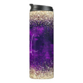 可愛いダークパープル金ゴールドフェイクグリッターモノグラム タンブラー (回転右)