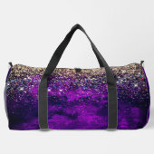 可愛いダークパープル金ゴールドフェイクグリッターモノグラム ダッフルバッグ (裏面)