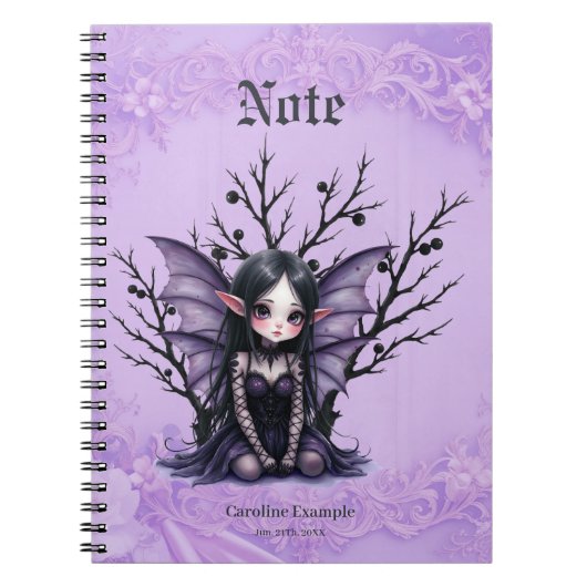 可愛いダークフェアリーとこうもり翼。 ノートブック (正面)