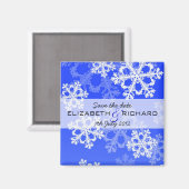 可愛いダークブルーと白いクリスマスの雪 マグネット (正面/裏面)