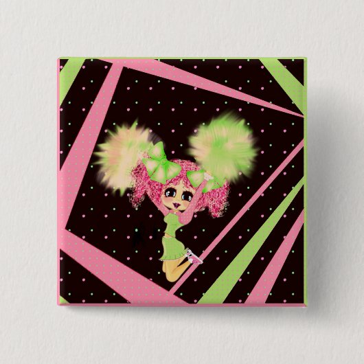 可愛いチアリーダーの贈パーソナライズされたり物 缶バッジ (正面)