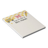 可愛いチェッカーボード先生パーソナライズされたメモ帳 ノートパッド (アングル)