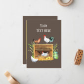 可愛いチキン好きの追加気持ち ノートカード (正面/裏面インサイチュ)