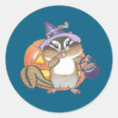 可愛いチップマンクハロウィンステッカー ラウンドシール (正面)