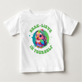 可愛いチビ（小さくかわいく書いた感じ）かわいいオウム名学年オンバック ベビーTシャツ