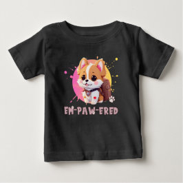 可愛いチビ(小さくかわいく書いた感じ)かわいいコルギネームスクール一年後 ベビーTシャツ