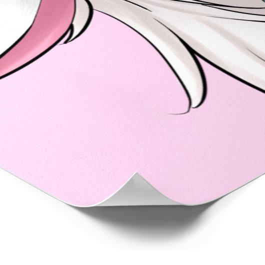 可愛いチビ（小さくかわいく書いた感じ）のガールとバンニー耳のポスター ポスター (角)