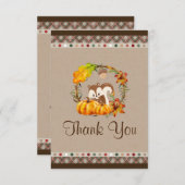 可愛いチムンクとカボチャの赤ちゃん感謝していシャワー サンキューカード (正面/裏面)