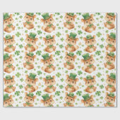 可愛いチムンクグリーンハットシャムロックサンパトリックの日 ラッピングペーパー (フラット)