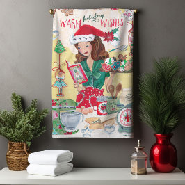 可愛いチャーストマくるみ割りクッキーMrs. Santa Woman キッチンタオル