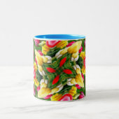 可愛いチューリップパターン ツートーンマグカップ (中央)